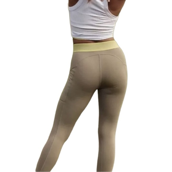 Free People Movement Taupe & Lime Green Endurance Tight size Small - Picture 3 of 10